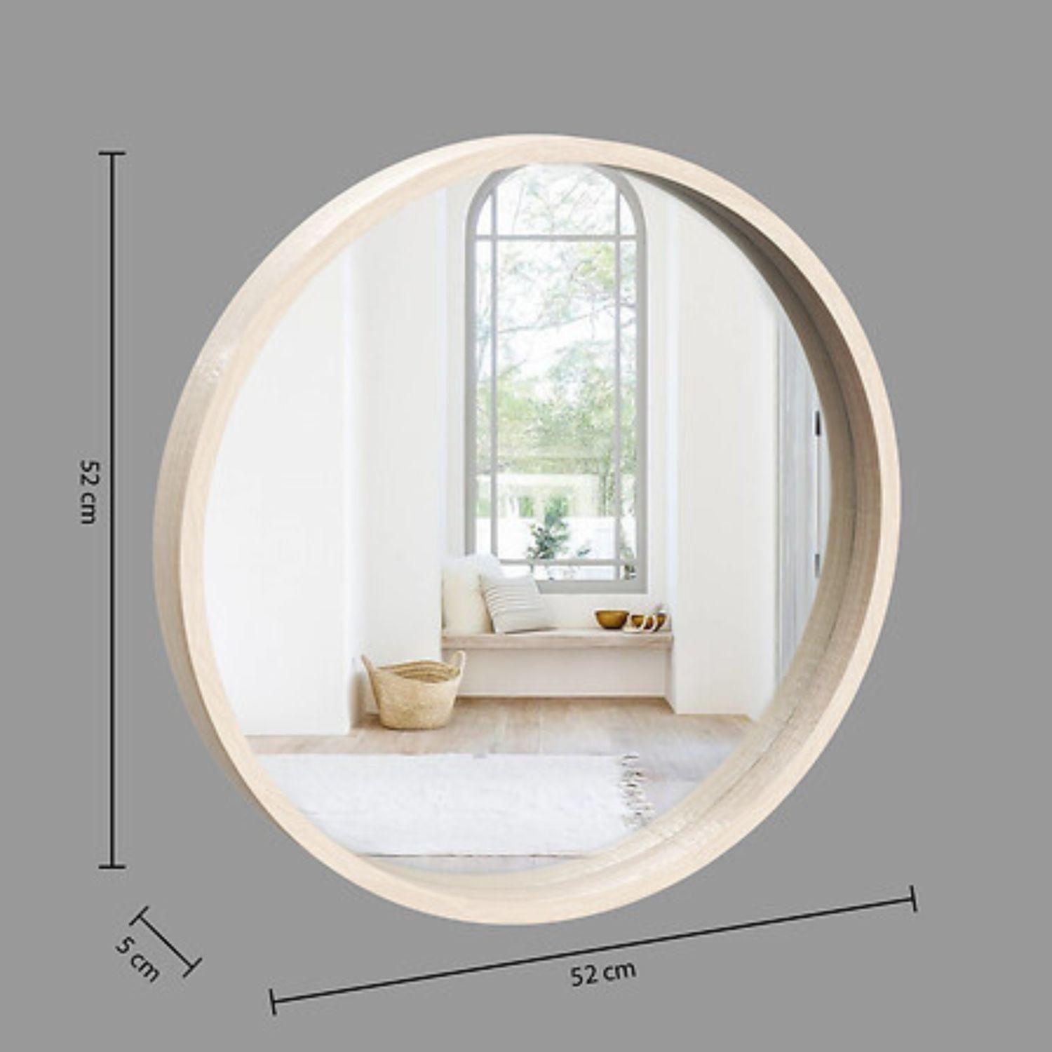 Espejo Redondo Olav 52 cm Marco de Madera Beige Atmosphera-6