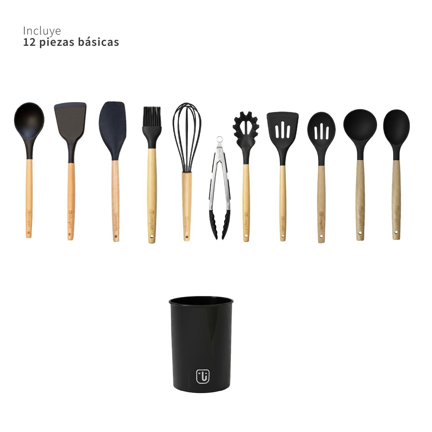 Batería Cocina Oxford + Set 12 Utensilios Negro Simplit-6