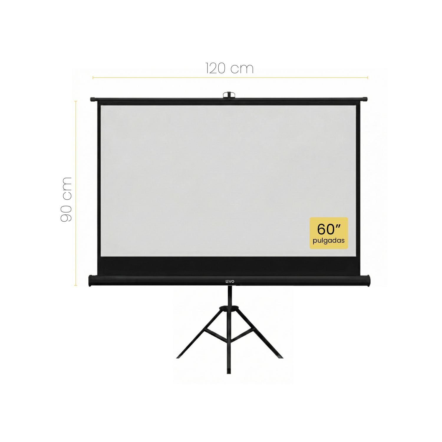 Proyector Portatil Nova 9000lm + Telón 60" Negro LEVO-5