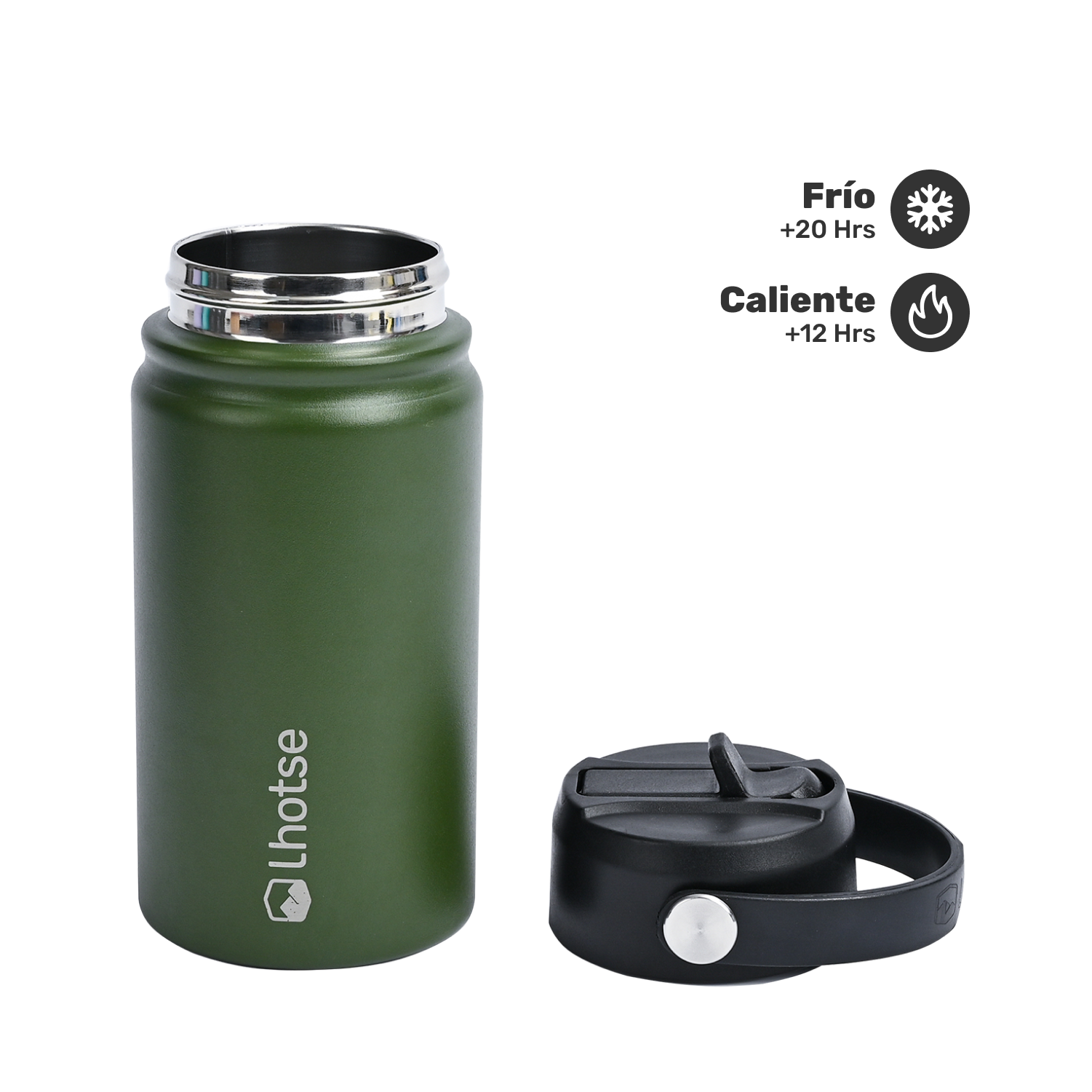 Botella Térmica Niño Hydro 360ml Verde + 2 Tapas Lhotse-3
