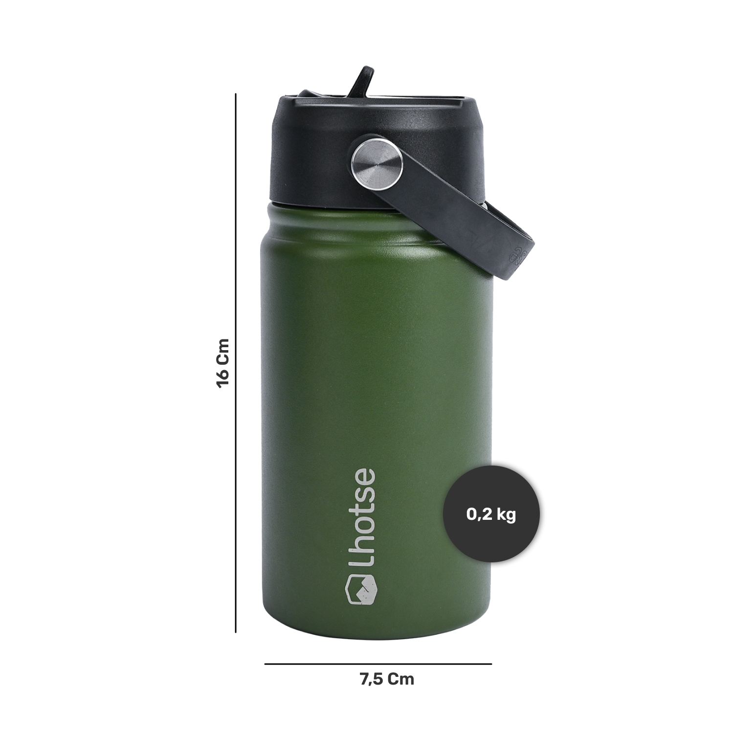 Botella Térmica Niño Hydro 360ml Verde + 2 Tapas Lhotse-4