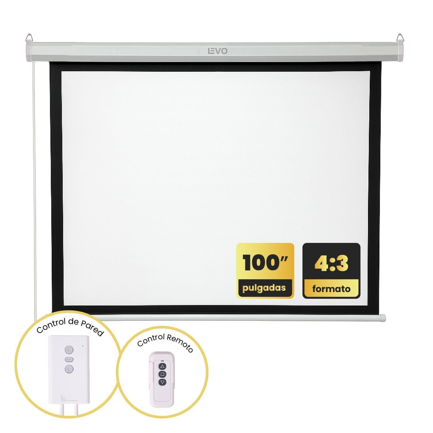 Proyector Portátil Hexa 8000lm + Telón Eléctrico 100" LEVO-5