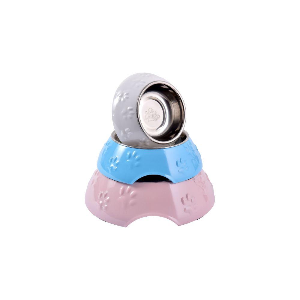 Plato Huellitas Rosado Para Perro S Mascan-1