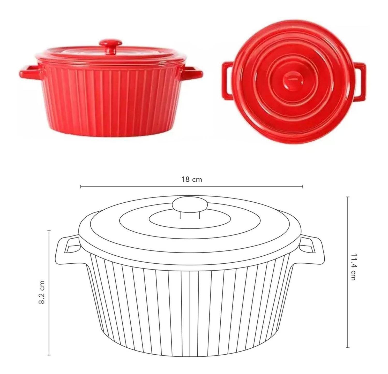 Fuente de Cerámica para Horno Cacerola Olla Roja Simplit-3
