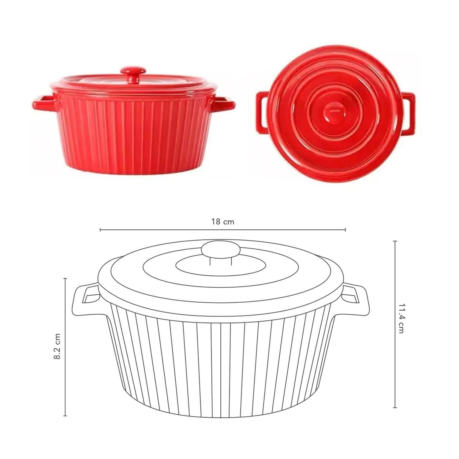 Fuente de Cerámica para Horno Cacerola Olla Roja Simplit-2