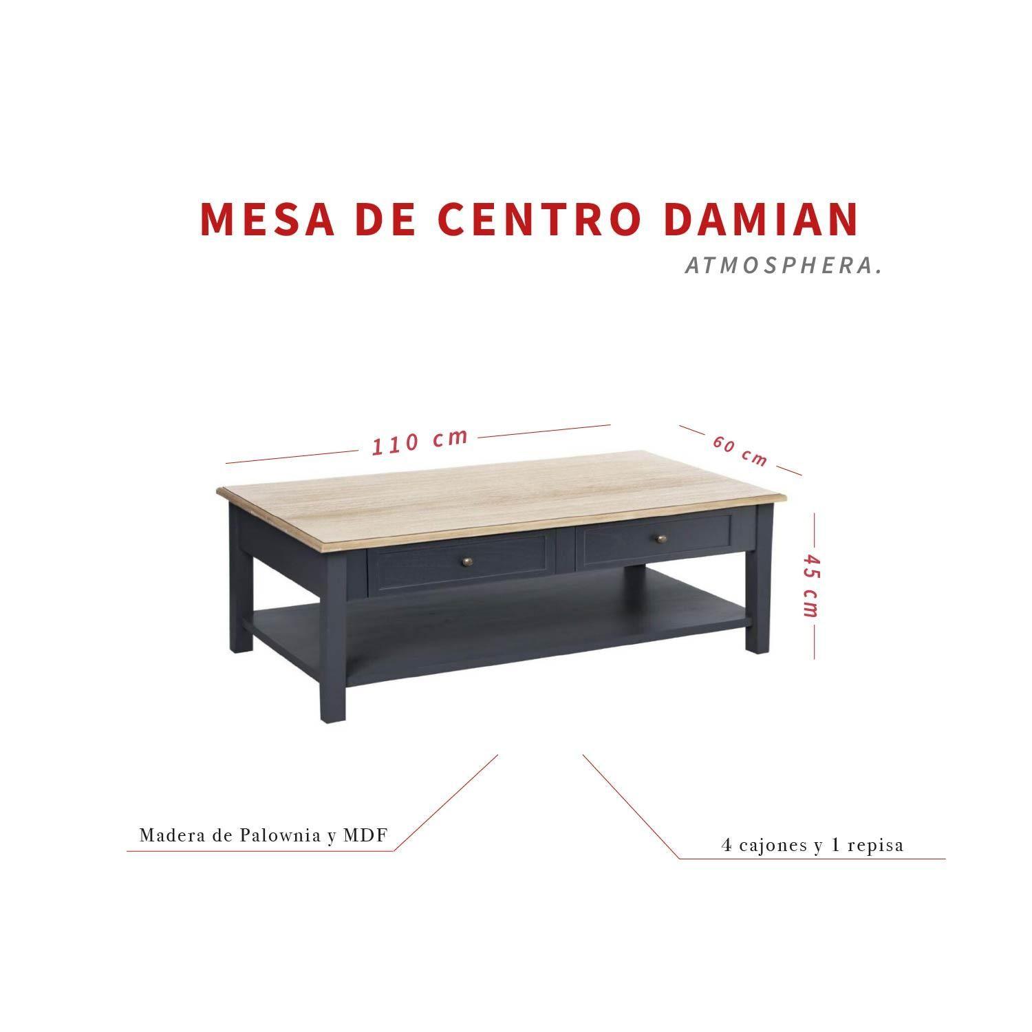 Mesa de Centro Solen con 4 Cajones y Repisa de Madera Atmosphera-6