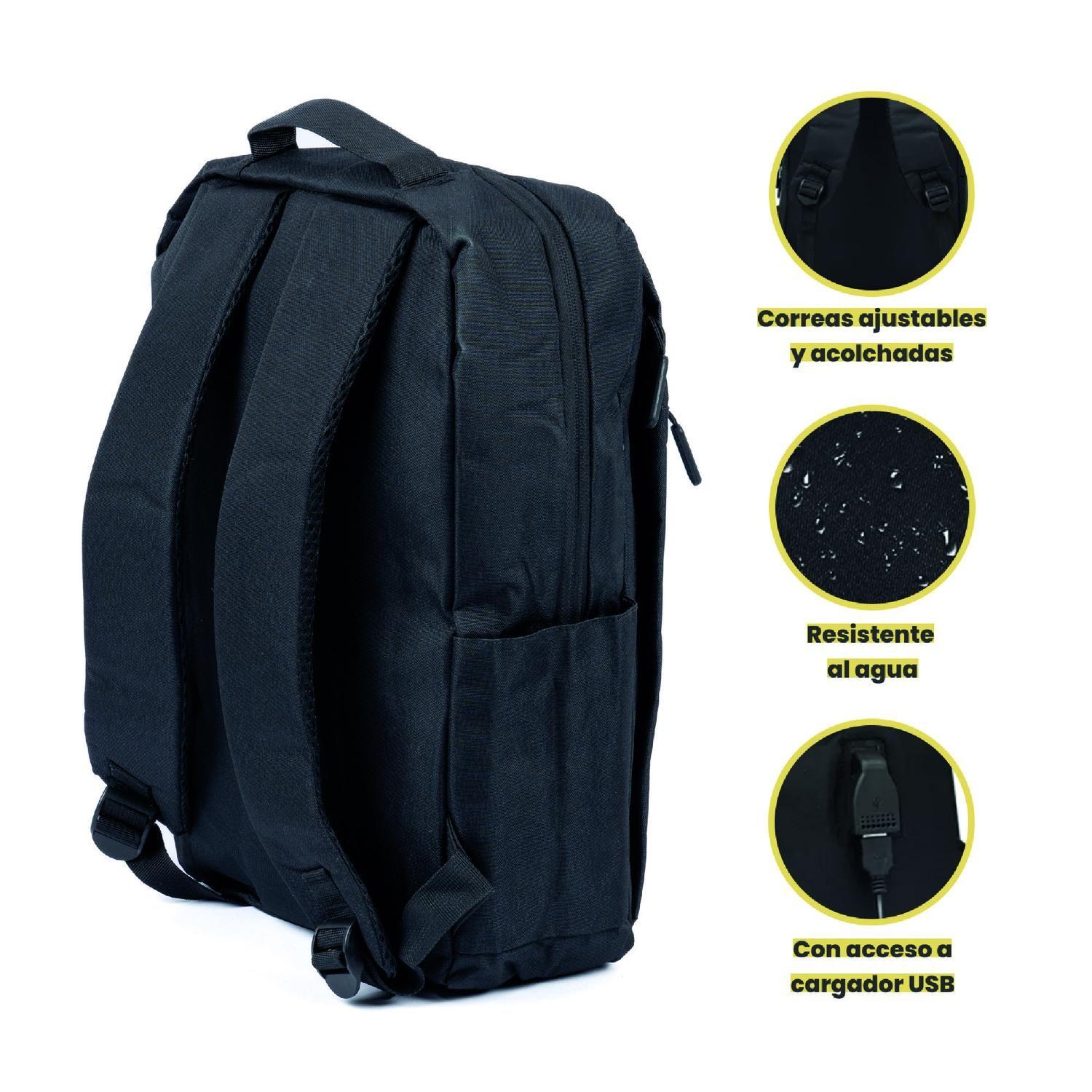 Mochila para Notebook con Puerto USB 15" Negra Levo-2