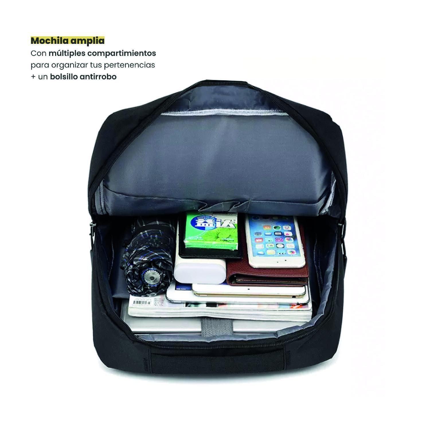 Mochila para Notebook con Puerto USB 15" Negra Levo-5