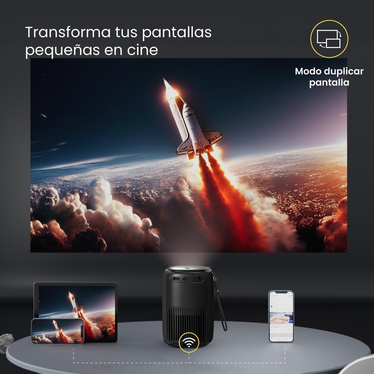 Proyector Portatil Nova 9000lm + Telón 80" Negro LEVO-3