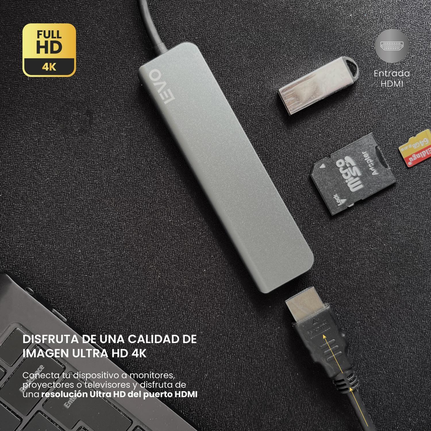 Hub USB-C Adaptador Multipuerto 6 en 1 Macbook Windows LEVO-4