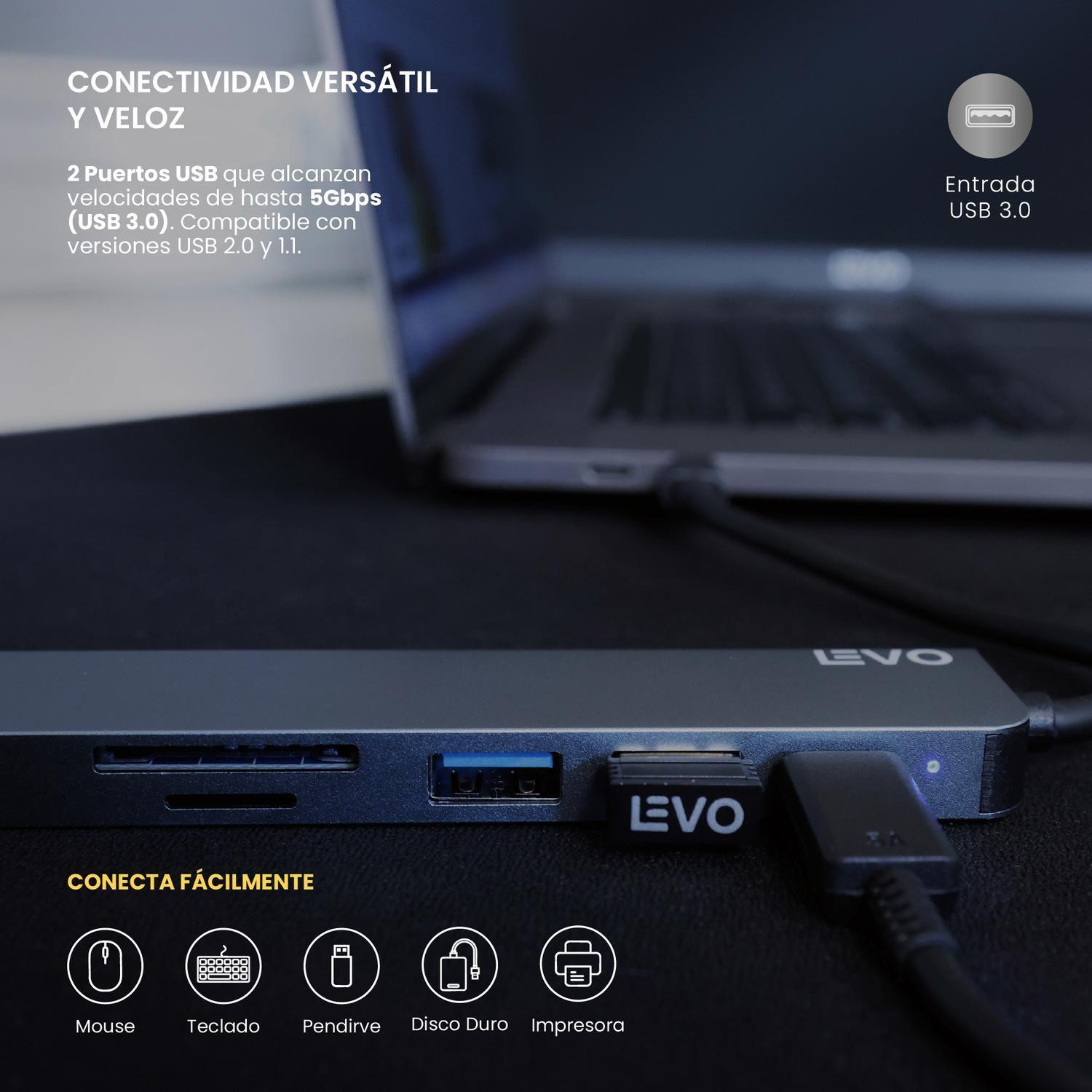 Hub USB-C Adaptador Multipuerto 6 en 1 Macbook Windows LEVO-5