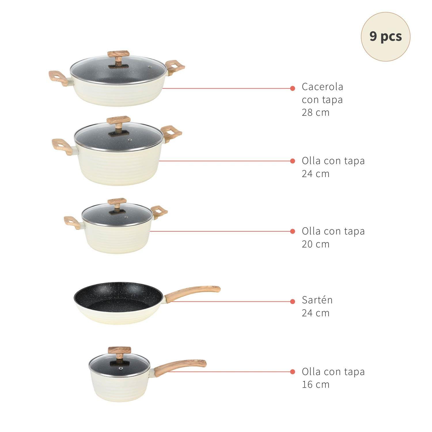 Batería de Cocina Antiadherente Savannah 9 Piezas-3
