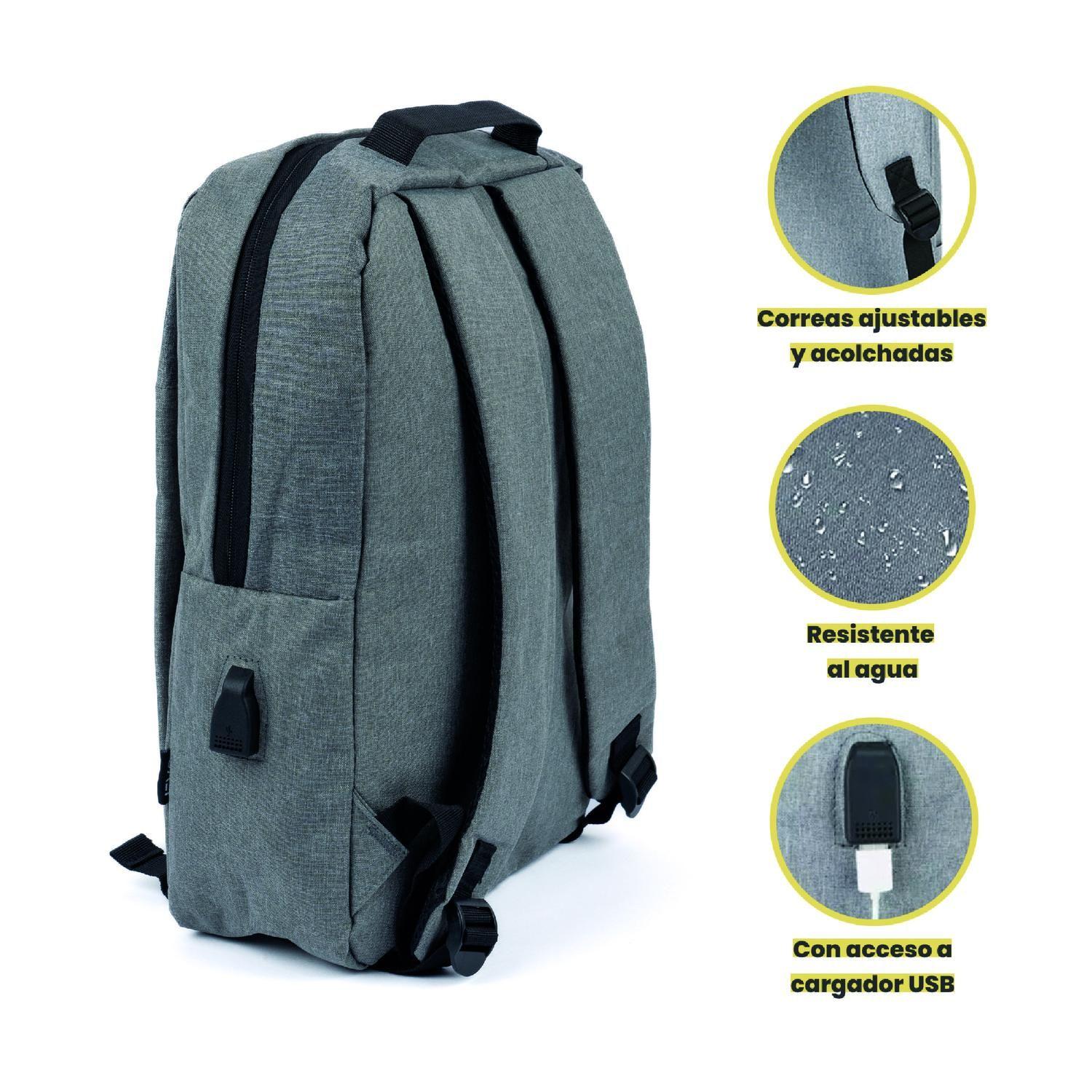 Mochila para Notebook con Puerto USB 15" Gris Levo-2