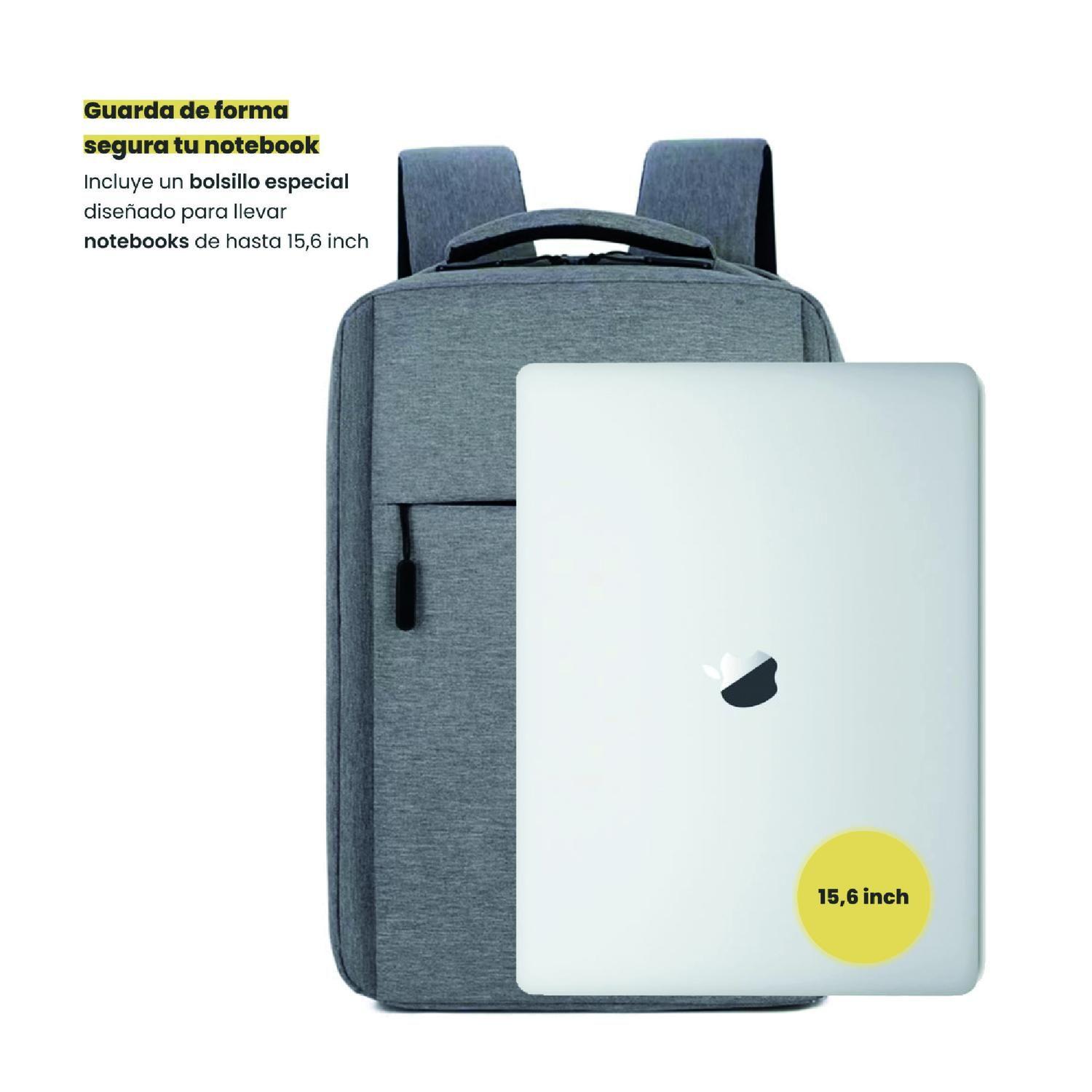 Mochila para Notebook con Puerto USB 15" Gris Levo-3