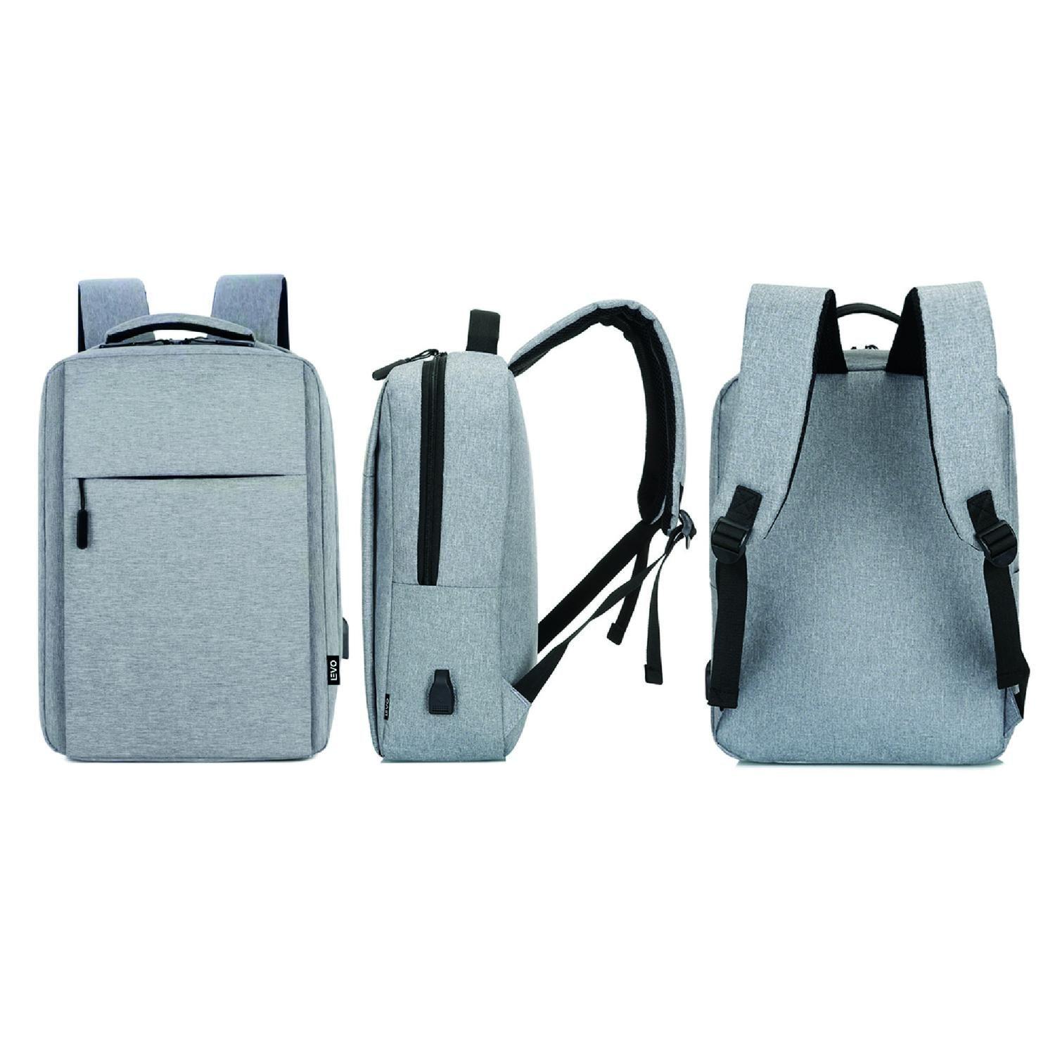 Mochila para Notebook con Puerto USB 15" Gris Levo-4