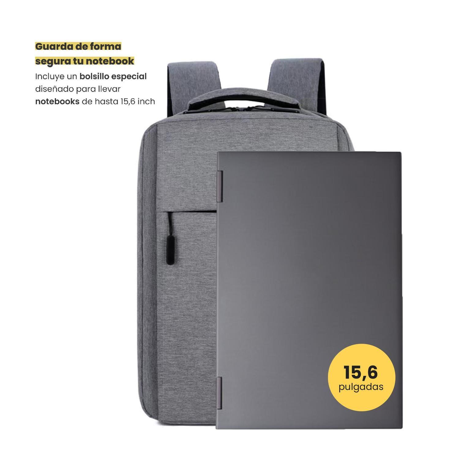 Mochila para Notebook con Puerto USB 15" Gris LEVO-3