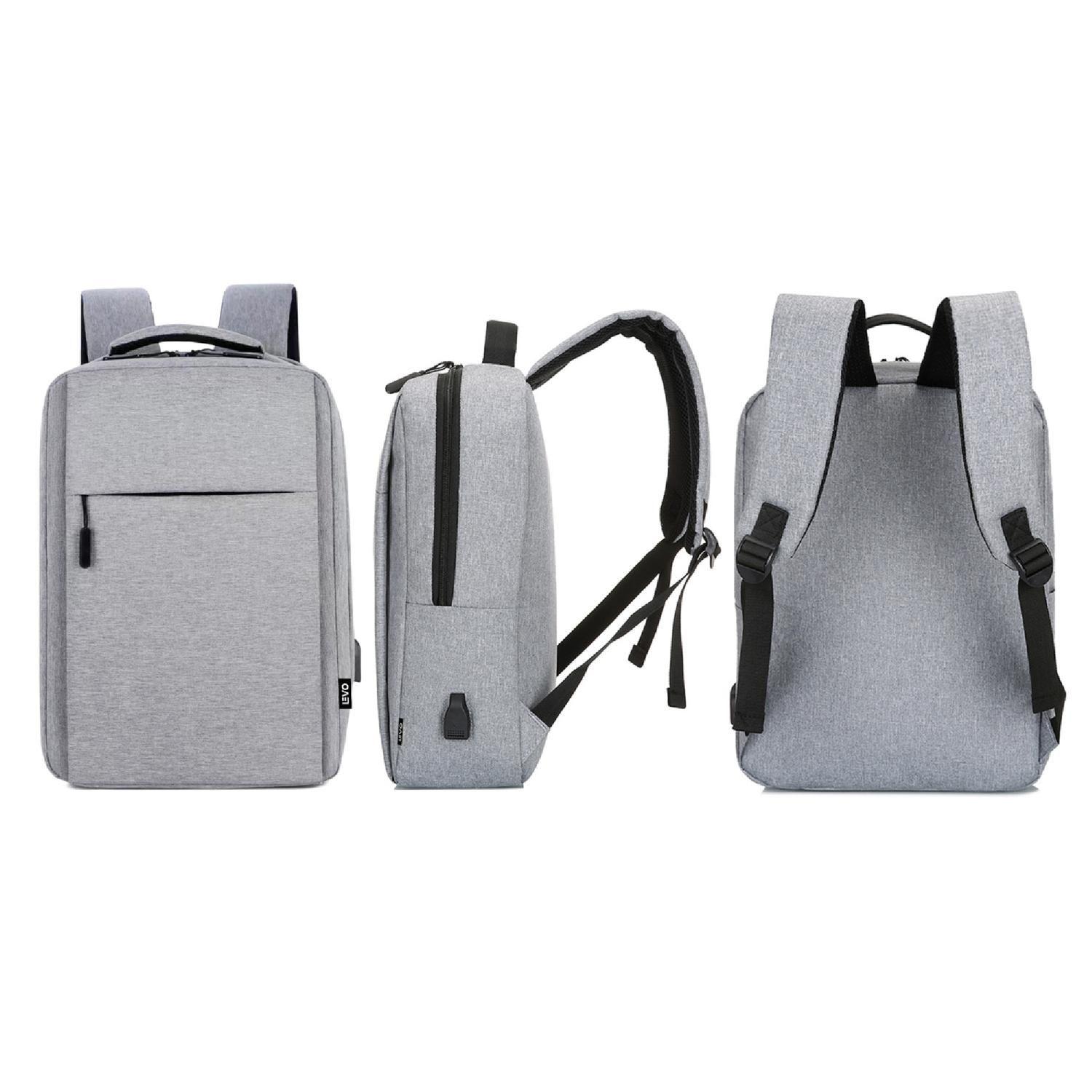 Mochila para Notebook con Puerto USB 15" Gris LEVO-4