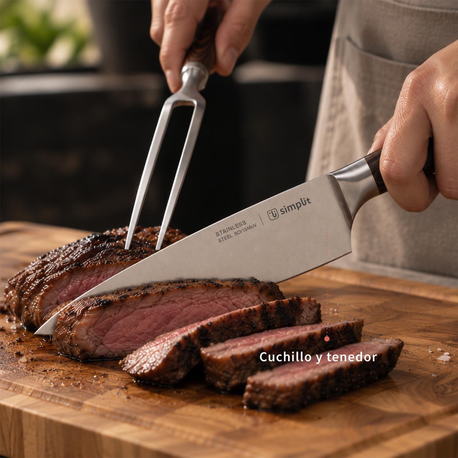 Set Parrillero Cuchillo 21cm y Tenedor Acero Inox Toledo Simplit-5