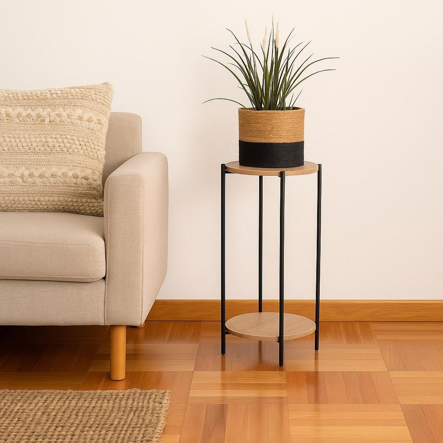 Mesa Auxiliar Redonda para Decoración Metal y MDF Day-3