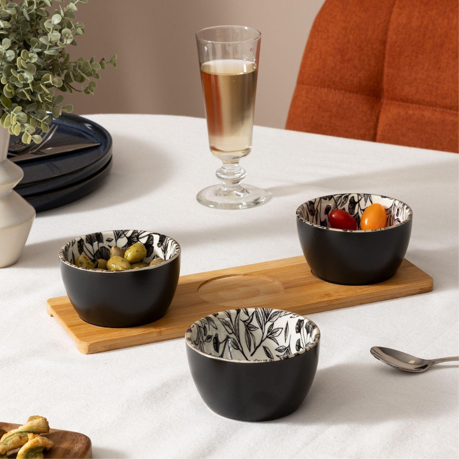 Set Tabla + 3 Posillos Aperitivo Black Secret De Gourmet-2