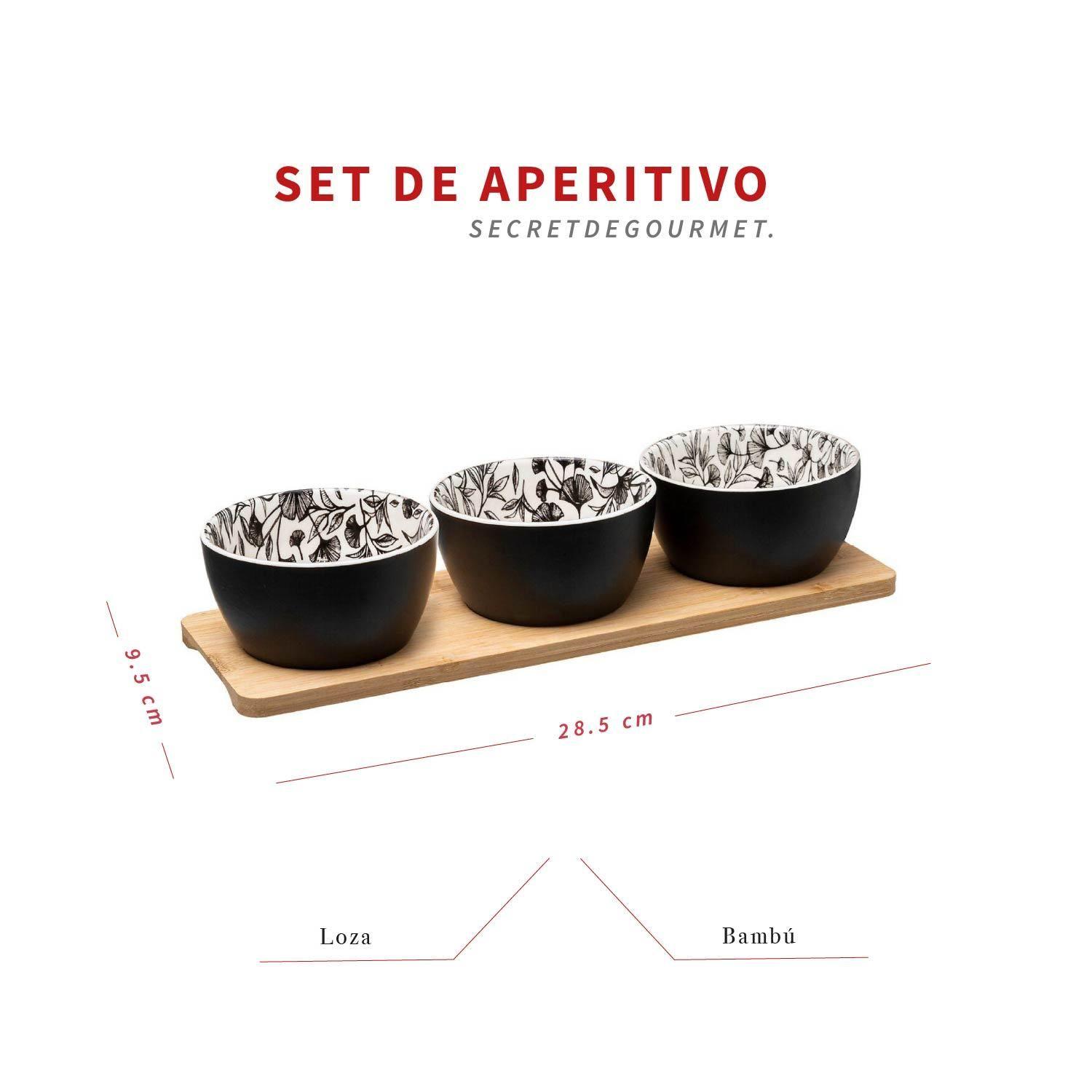Set de Aperitivo con Tabla de Bamboo y 3 Posillos Secret De Gourmet-4