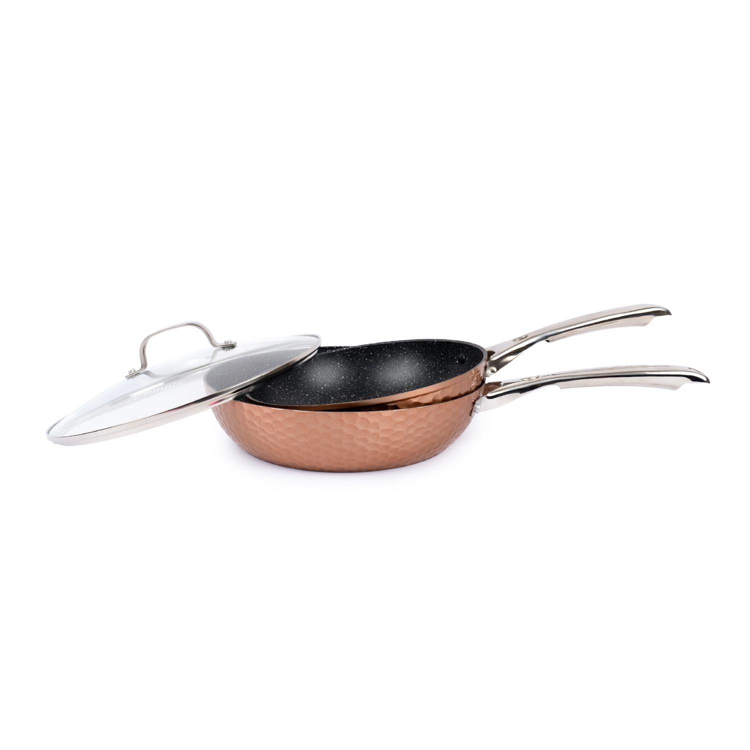 Set 2 Sarténes Cobre Antiadherente 28cm Tapa + 24cm Simplit-1