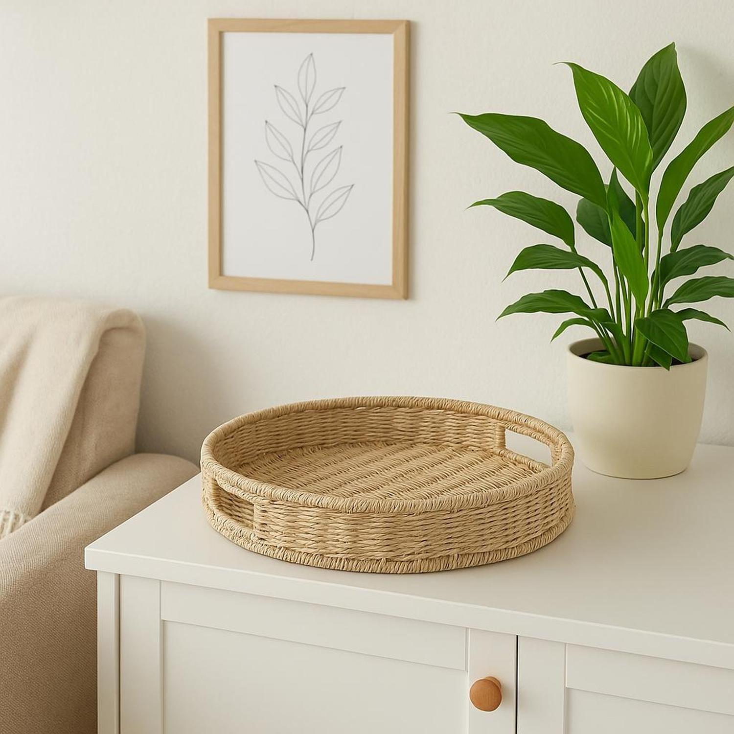 Bandeja Redonda Decorativa de Mimbre 40 cm 5Five-3