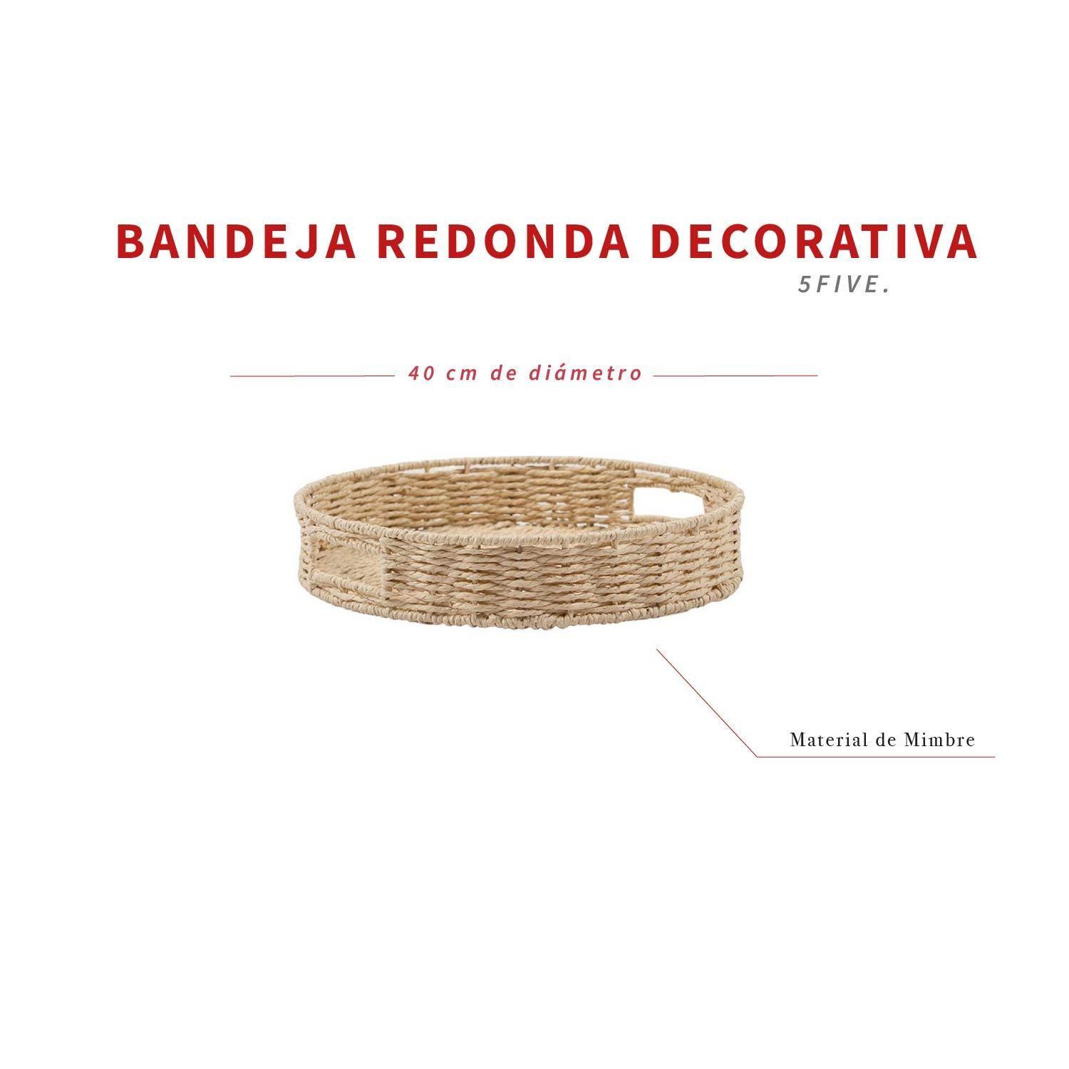 Bandeja Redonda Decorativa de Mimbre 40 cm 5Five-4