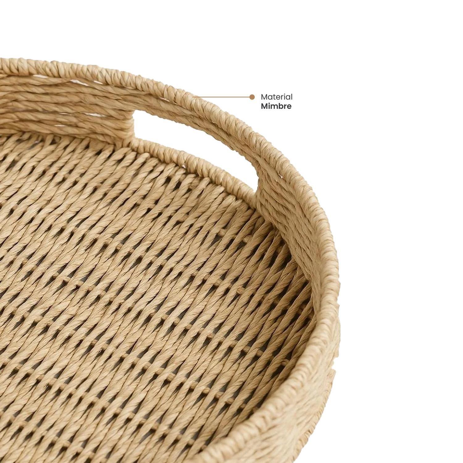 Bandeja Redonda Decorativa de Mimbre 40 cm 5Five-3