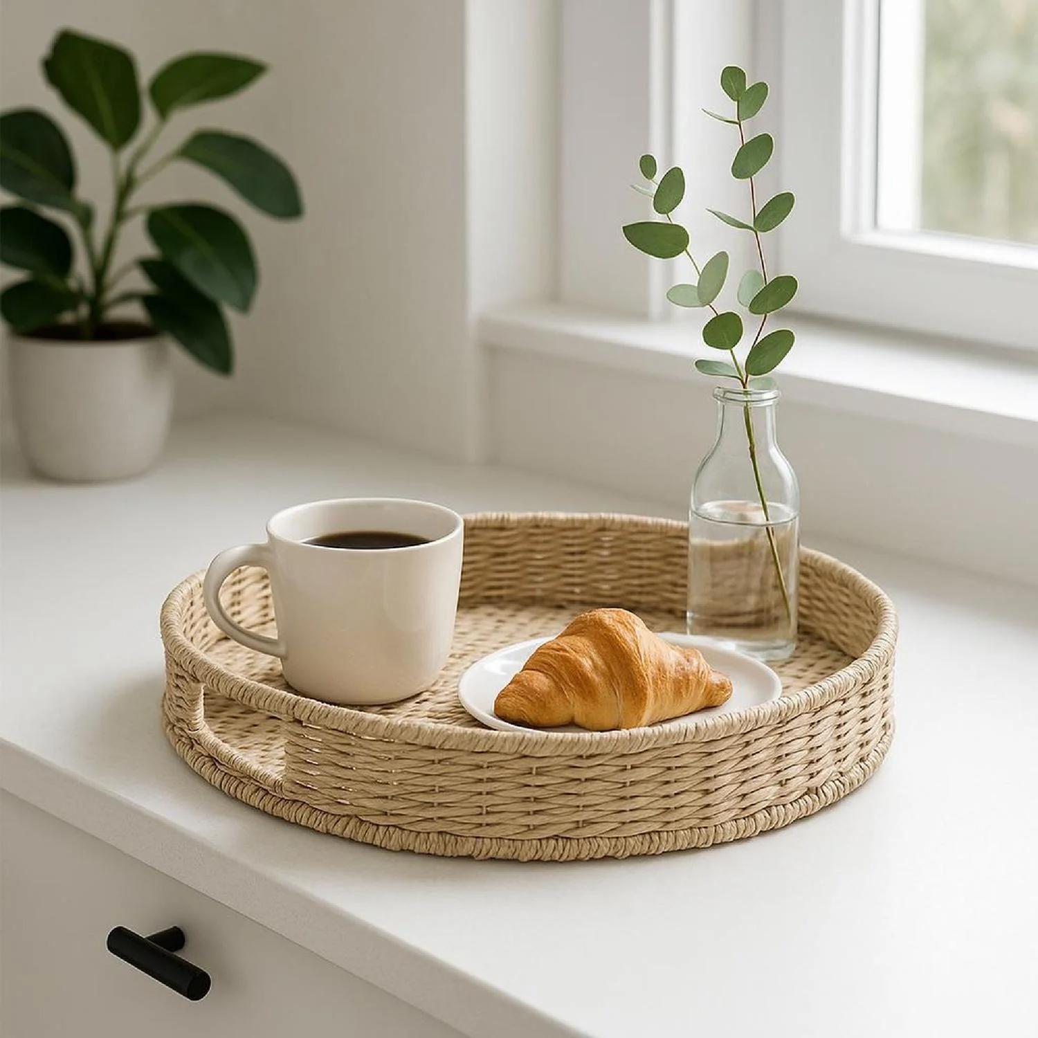 Bandeja Redonda Decorativa de Mimbre 40 cm 5Five-5