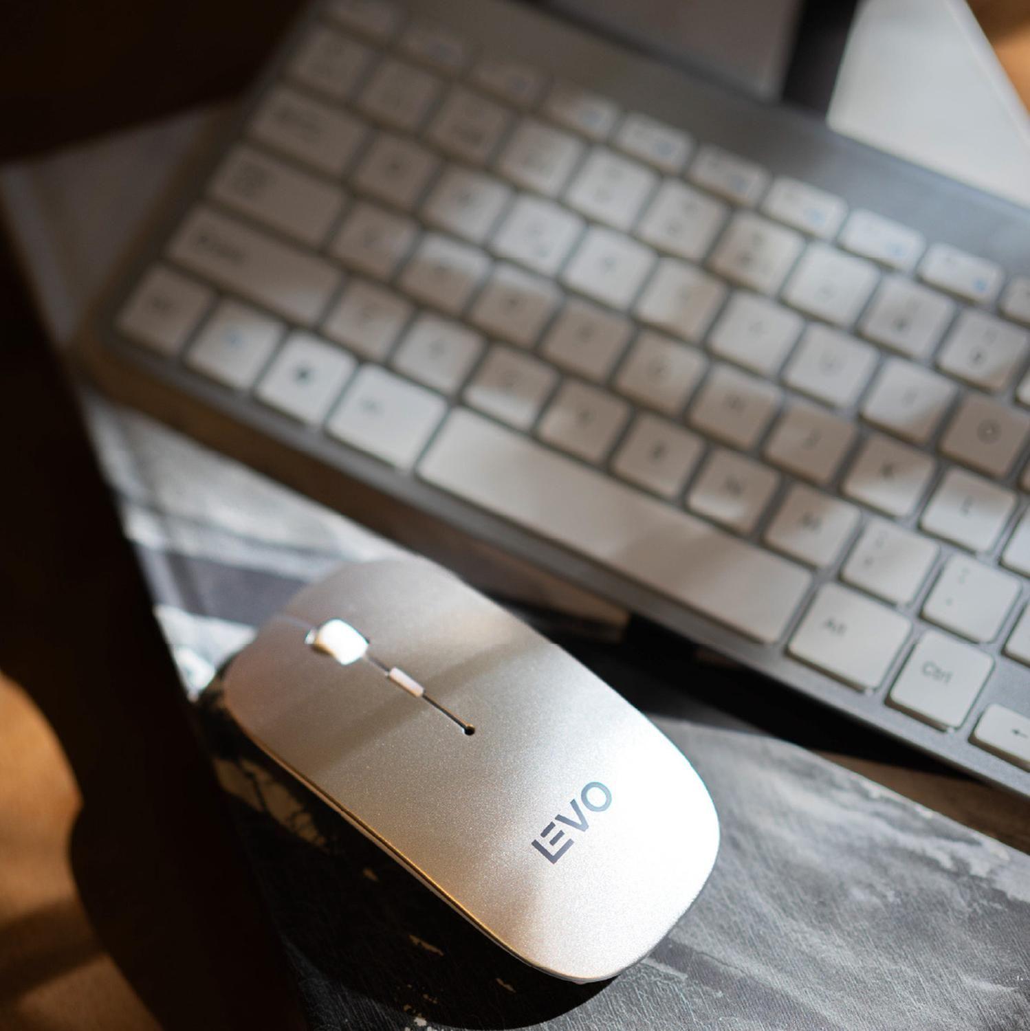 Kit Teclado y Mouse Inalámbrico Blanco Levo-6