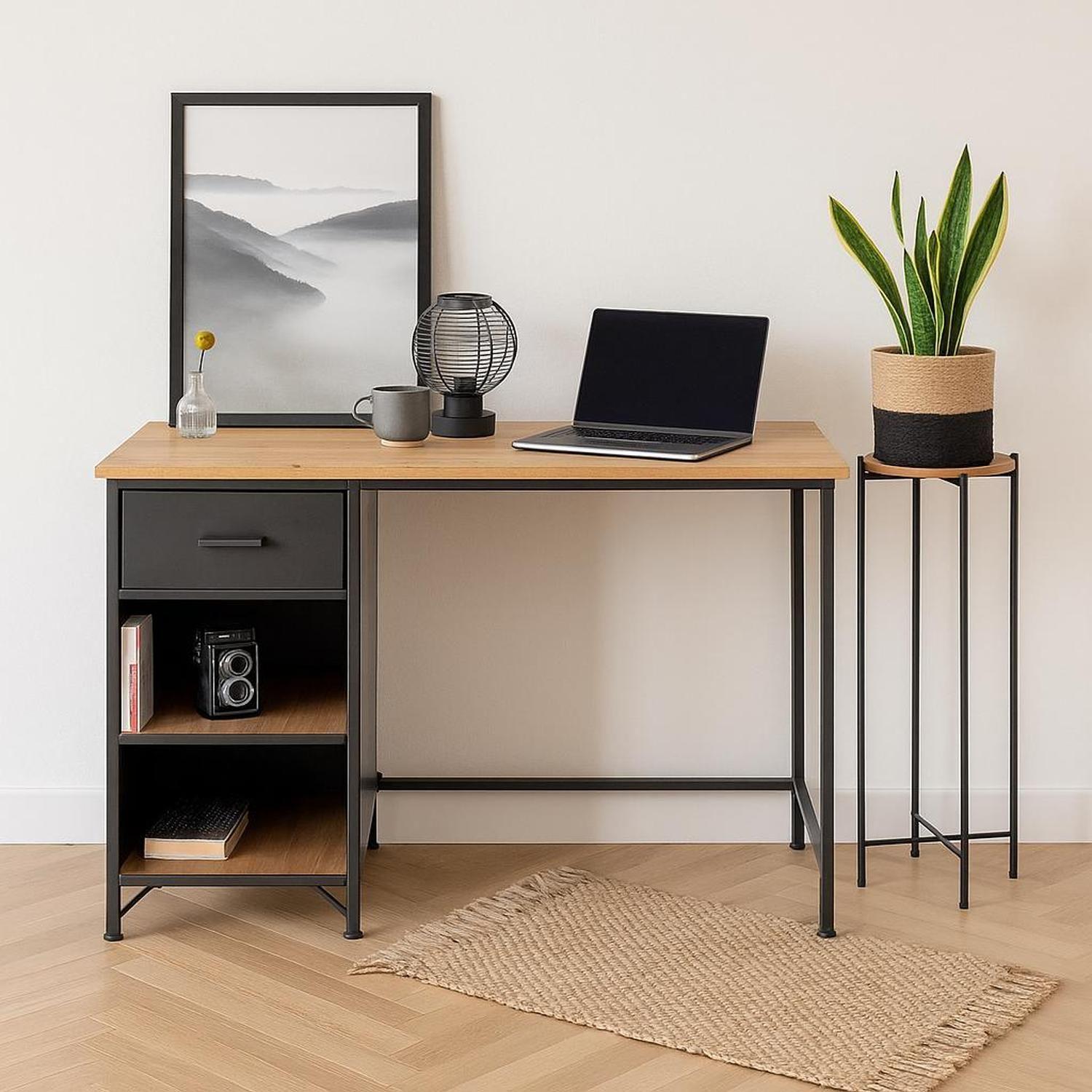 Escritorio Estilo Industrial con Cajón y Repisas 5Five-2