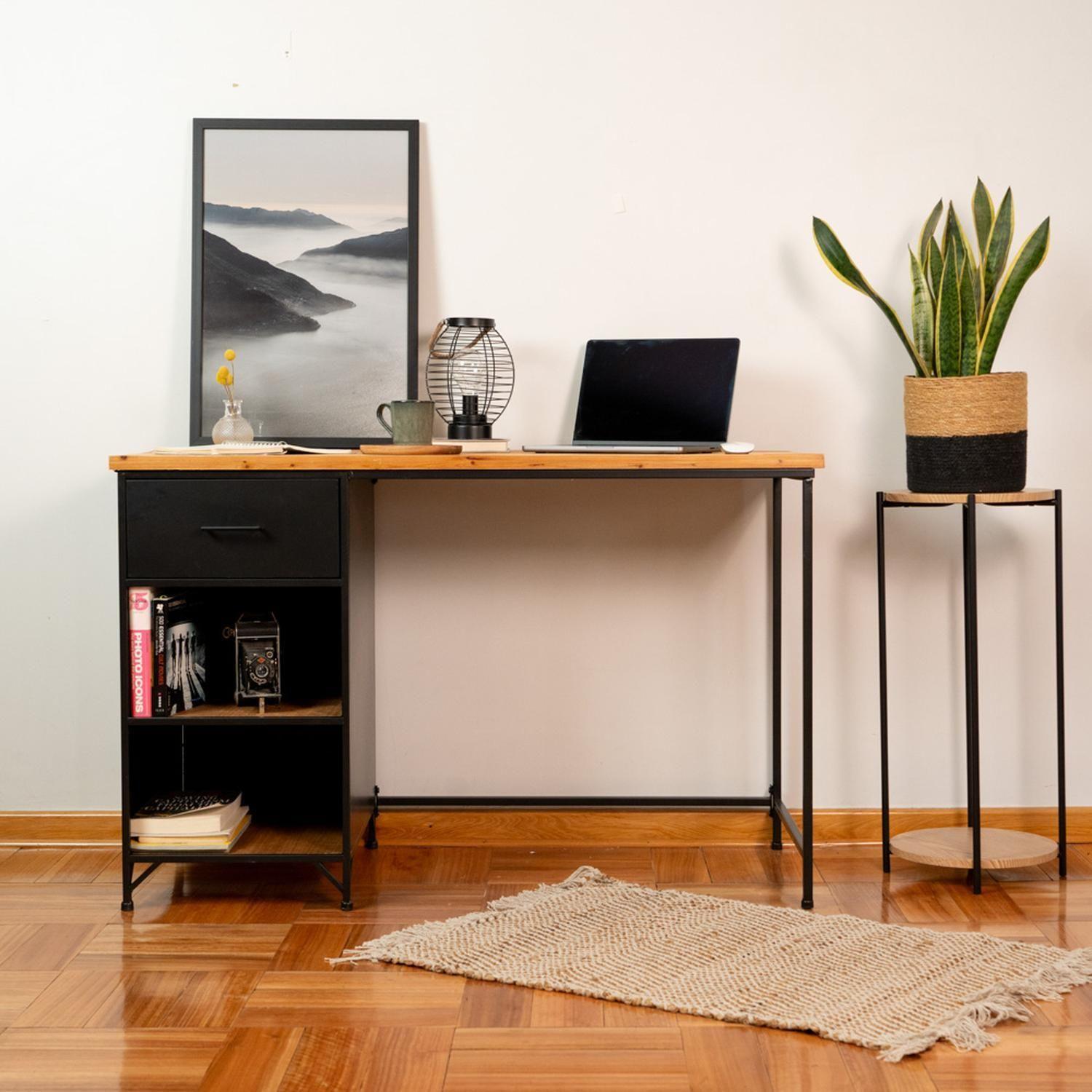 Escritorio Estilo Industrial con Cajón y Repisas 5Five-5