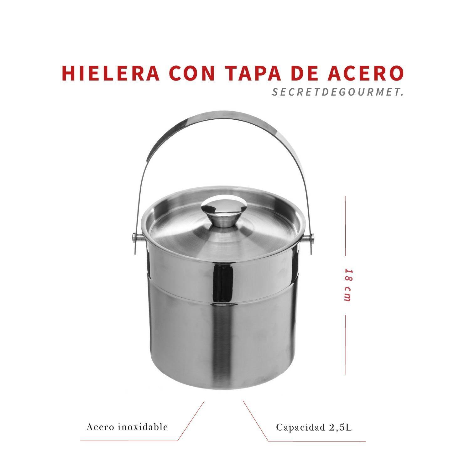 Hielera con Tapa de Acero Inoxidable 18cm Secret De Gourmet-4