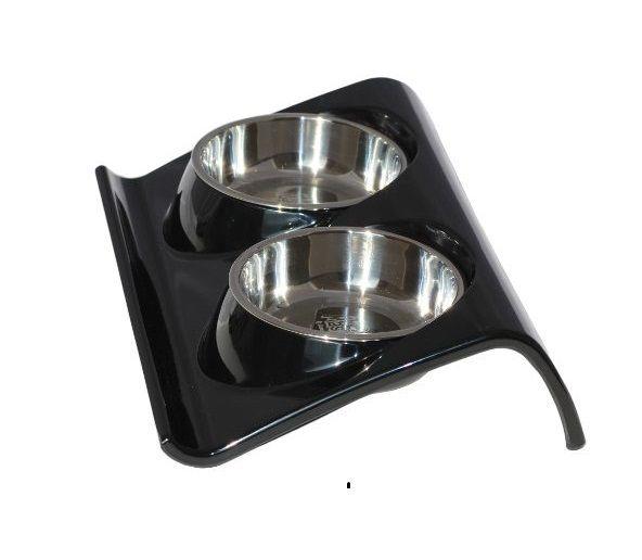 Plato Melamina Doble Z Talla S Negro Perro Mascan-0