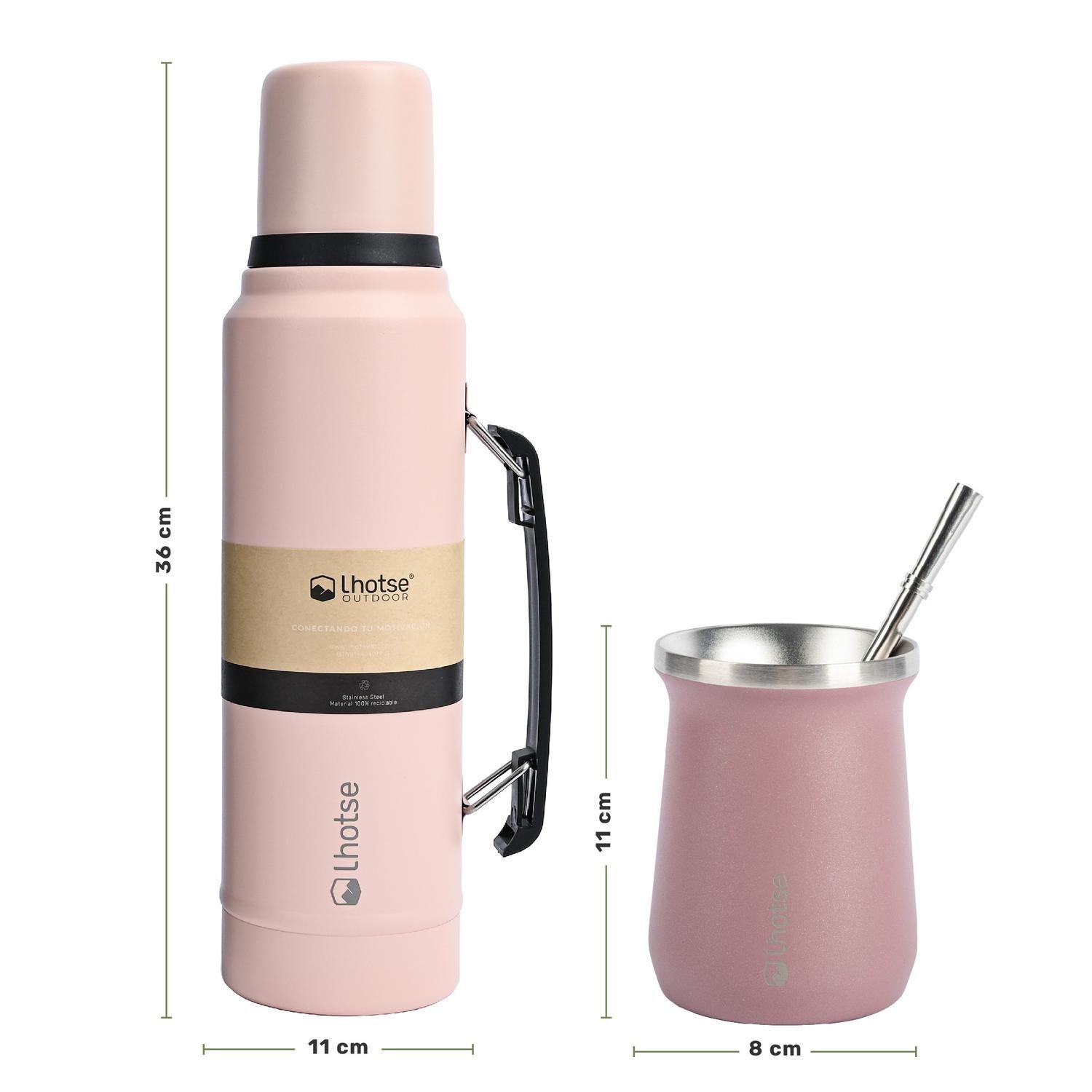 Termo Liquido Classic 1,3 lts + Mate Bombilla Lhotse Pink-4
