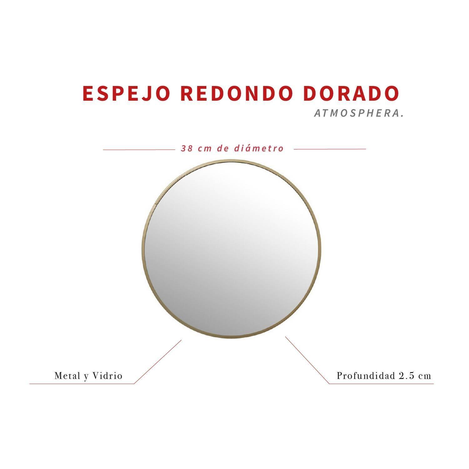 Espejo Redondo Alice 38 cm con Borde Dorado Atmosphera-4