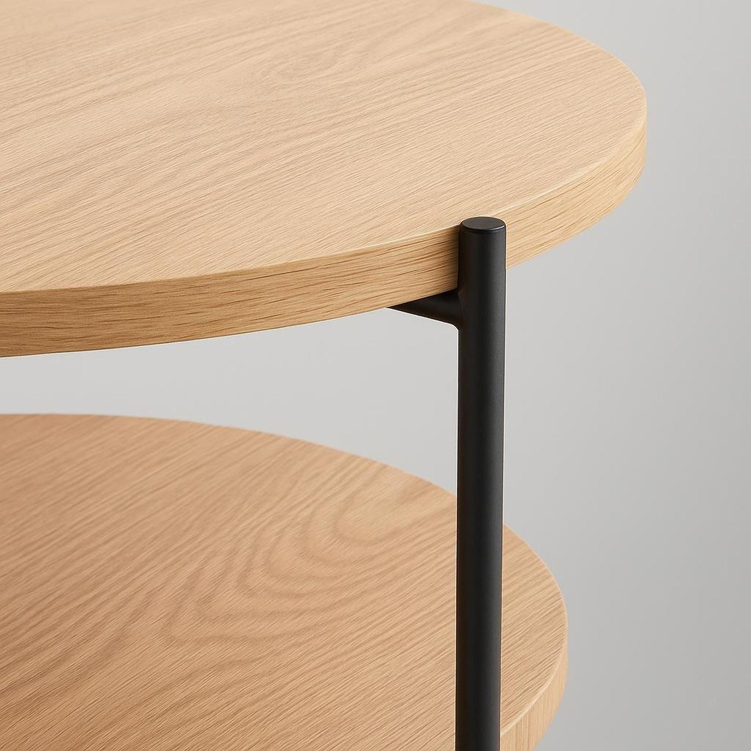 Mesa de Centro Redonda con Doble Cubierta MDF y Metal DAY-3