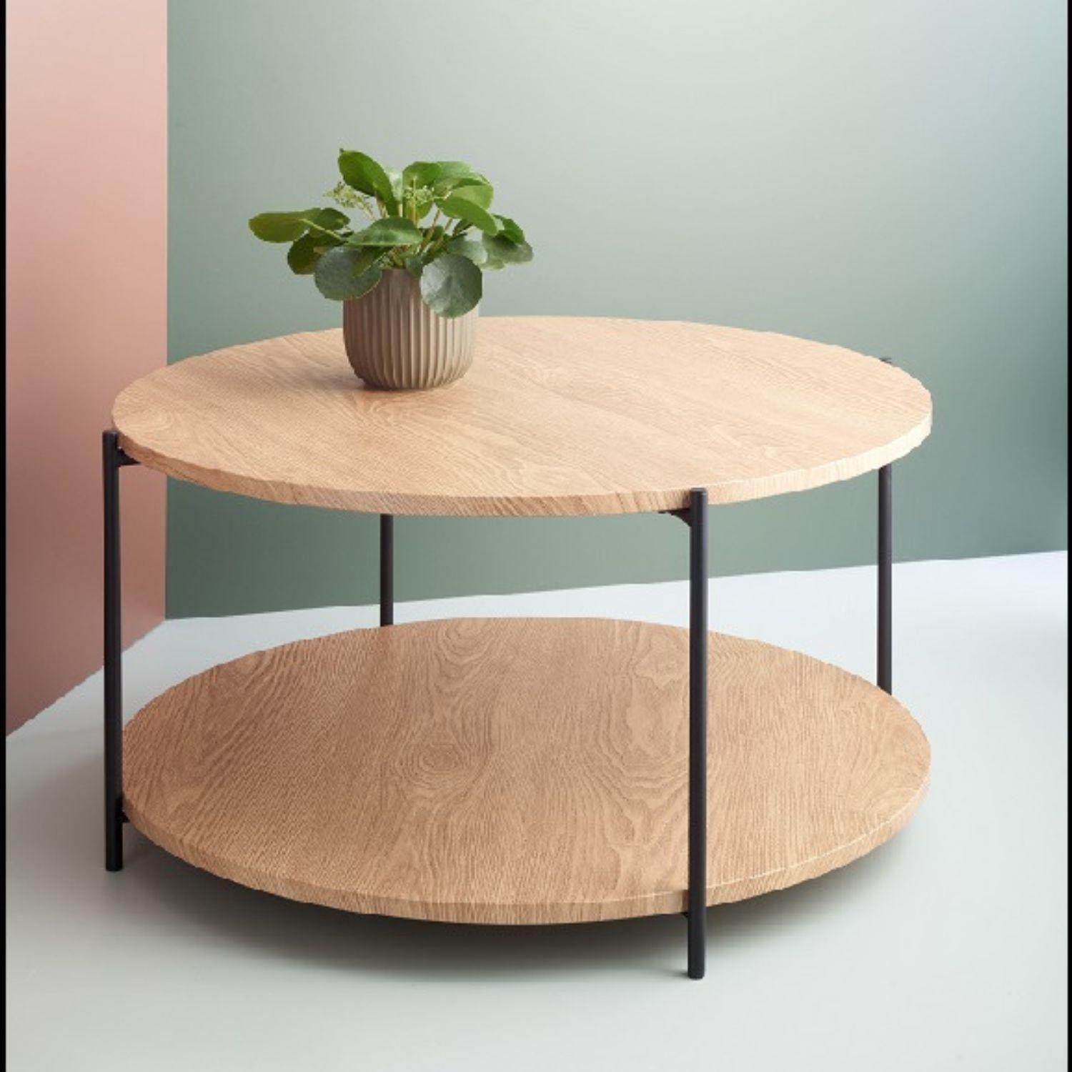 Mesa de Centro Redonda con Doble Cubierta MDF y Metal DAY-5