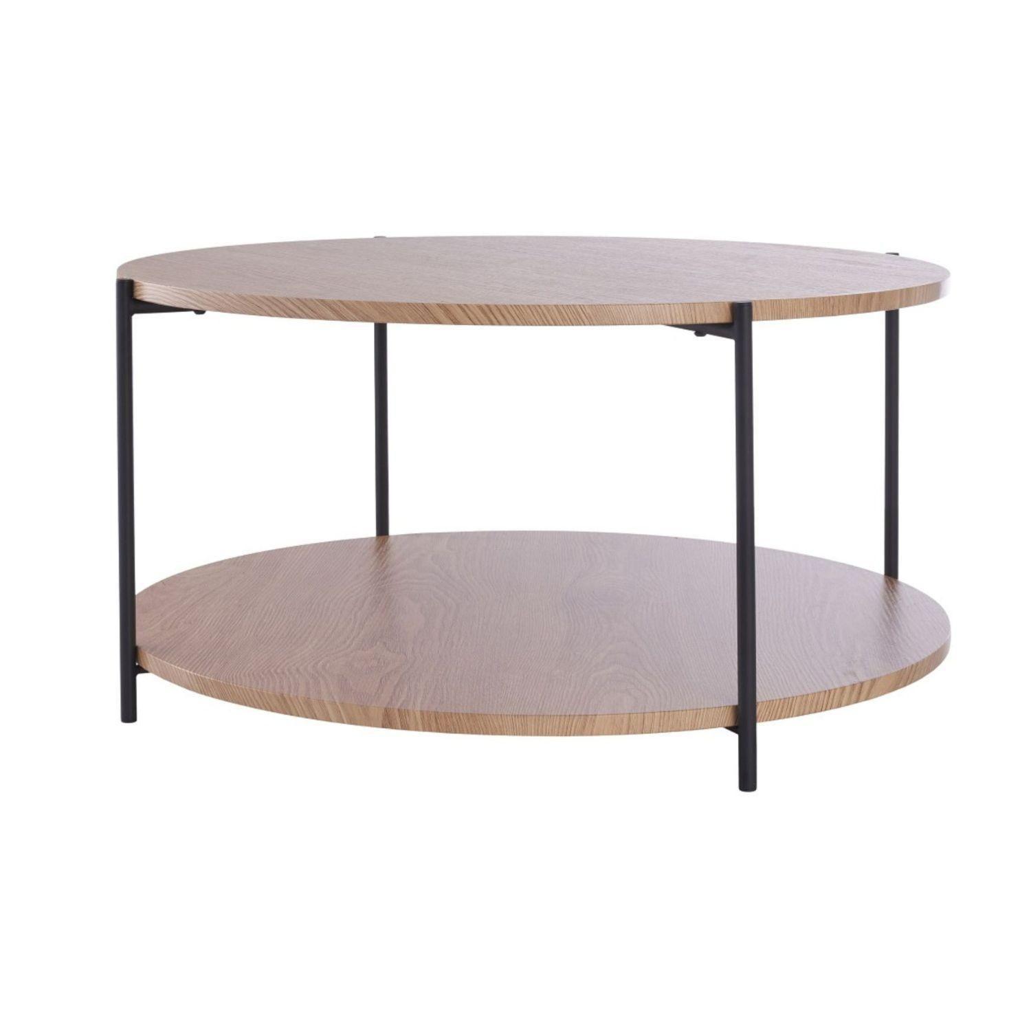 Mesa de Centro Redonda con Doble Cubierta MDF y Metal DAY-0