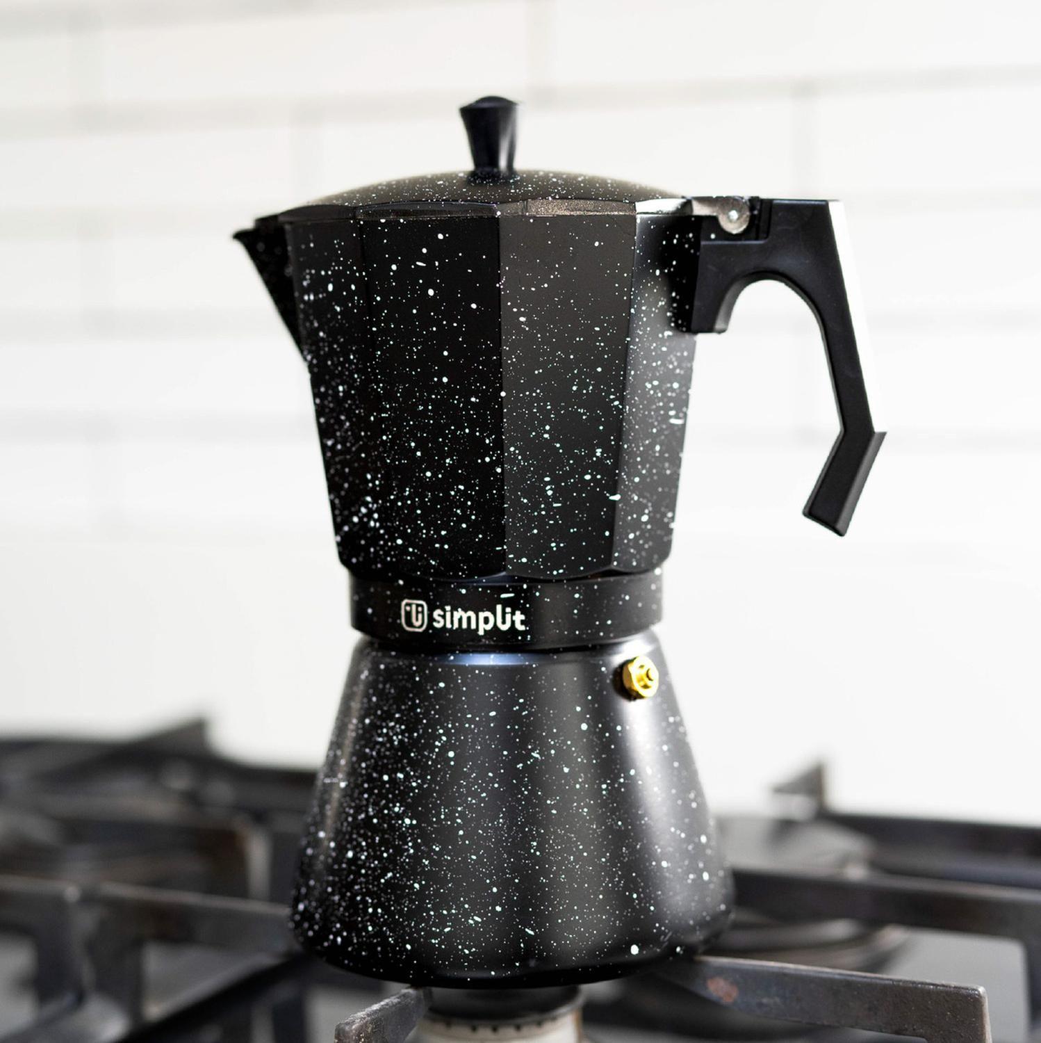 Cafetera Italiana Negra Granito 12 Tazas Simplit-6