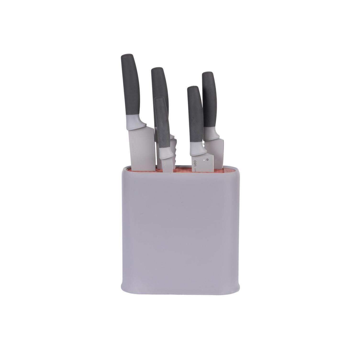 Taco De Cuchillos 6 Pcs Gris Leo Berghoff-0