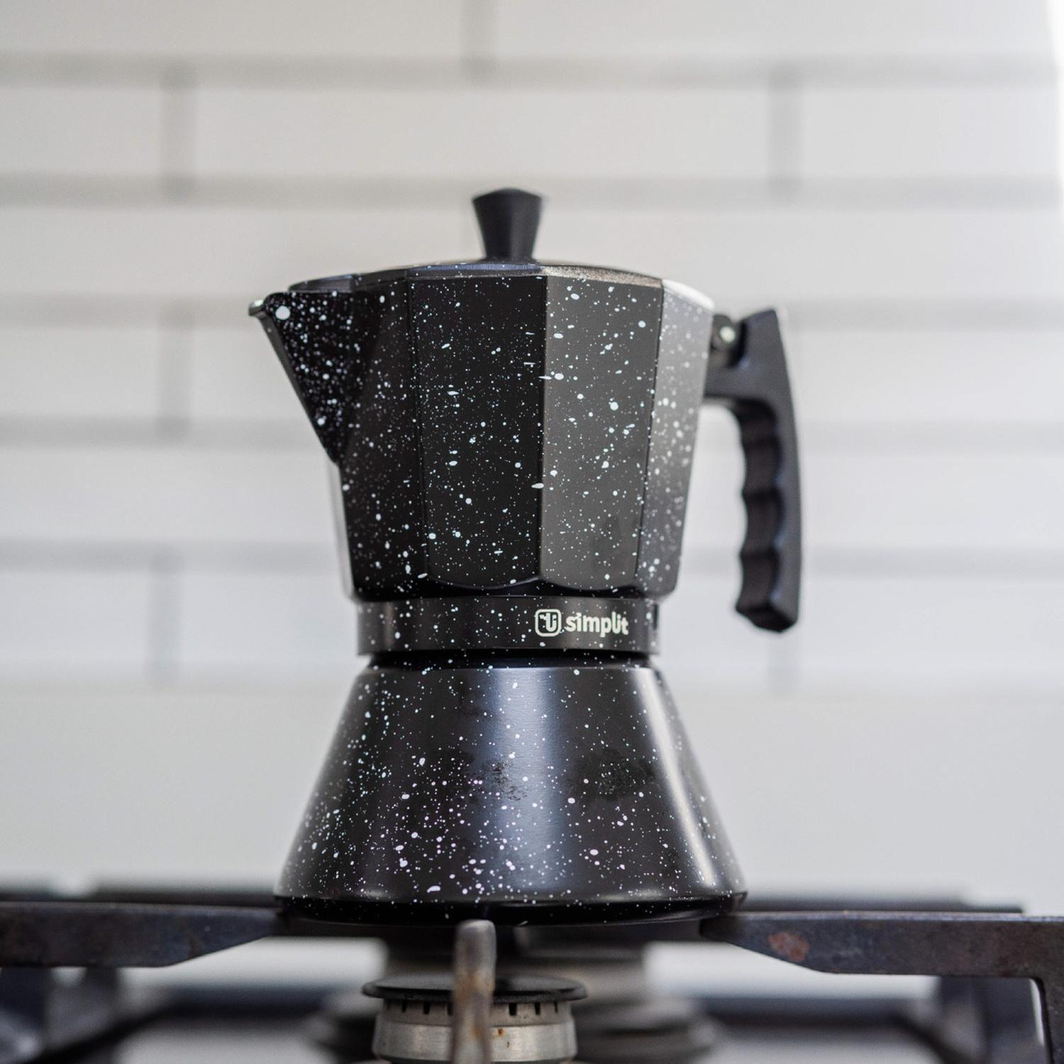 Cafetera Italiana Negra Granito 4 Tazas Simplit-7