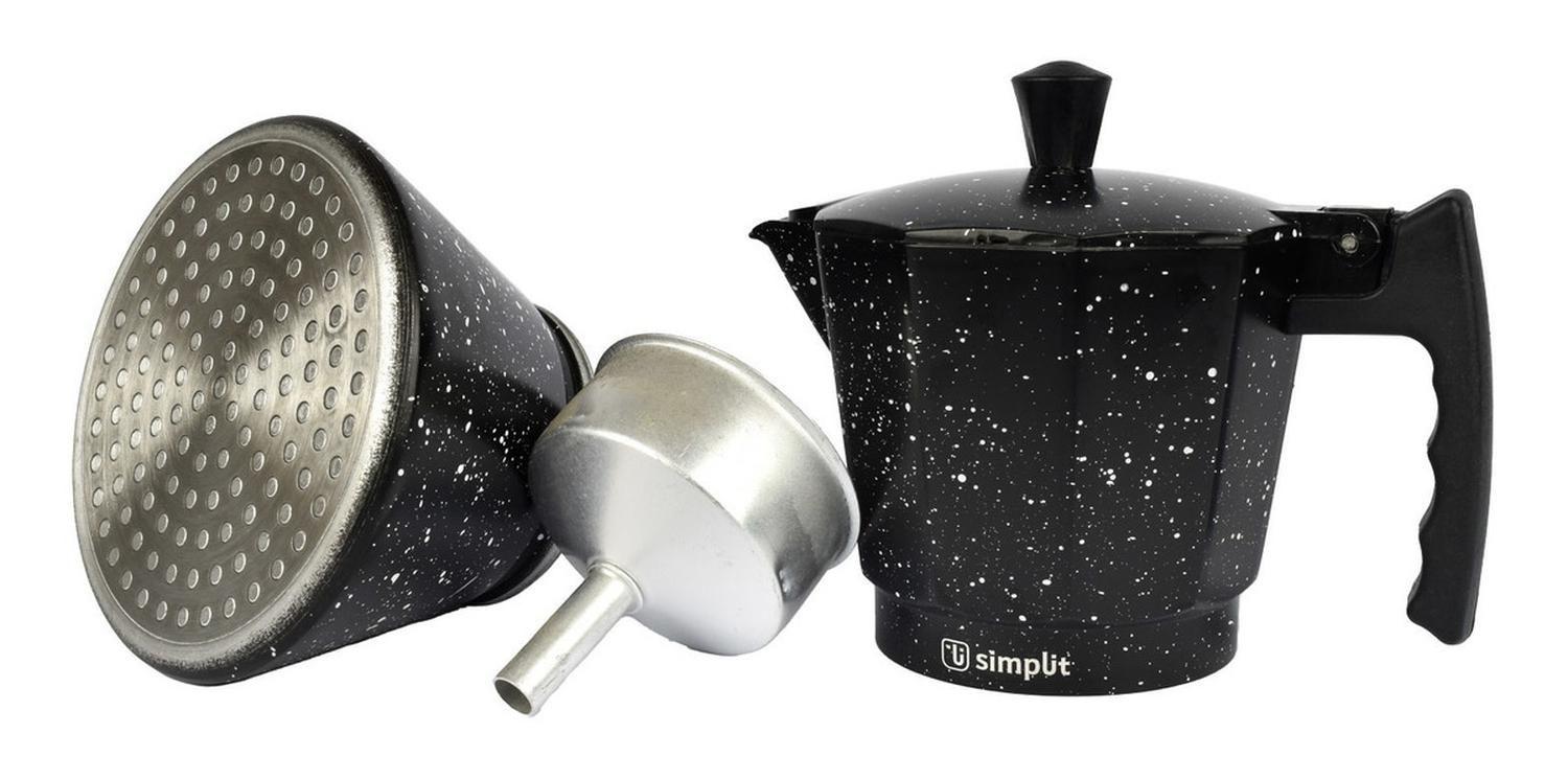 Cafetera Italiana Negra Granito 4 Tazas Simplit-4