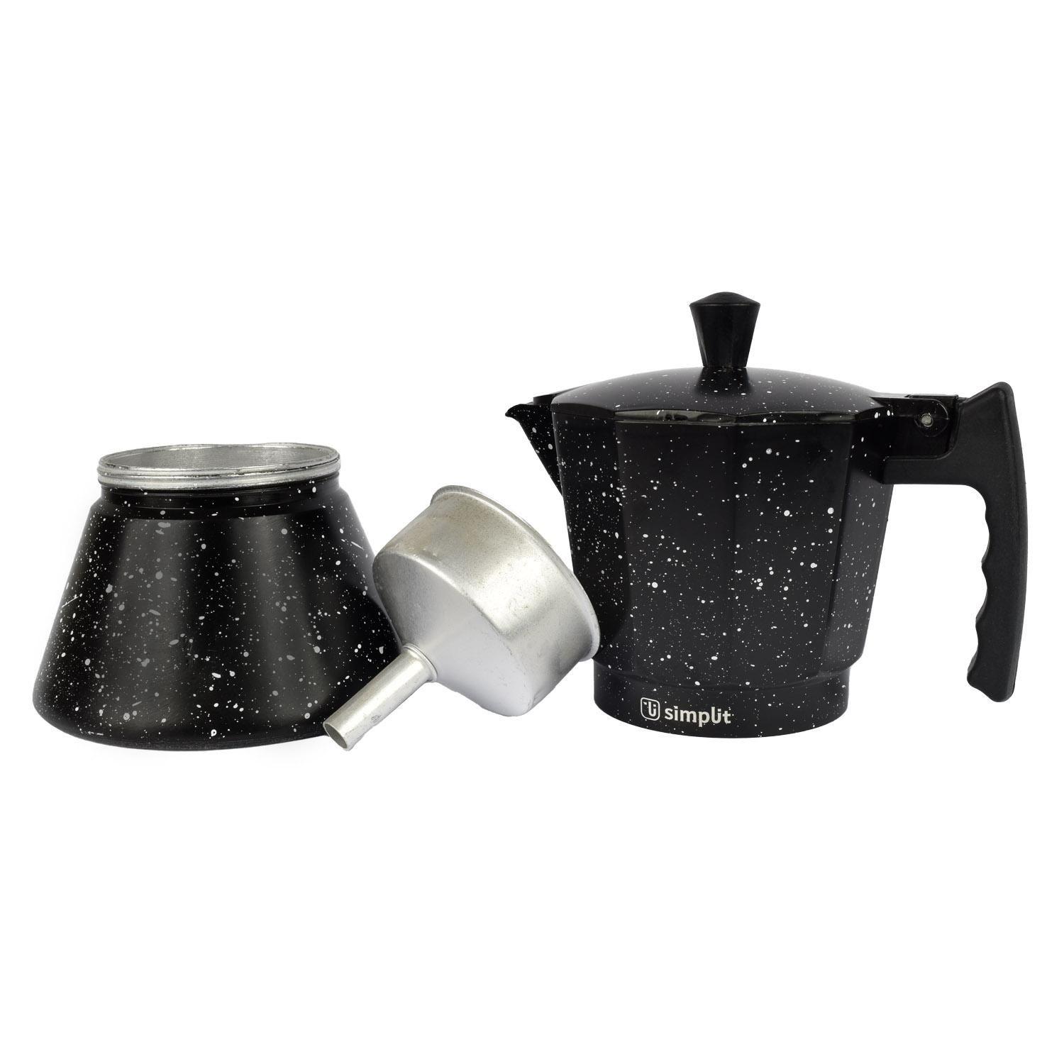 Cafetera Italiana Negra Granito 4 Tazas Simplit-2