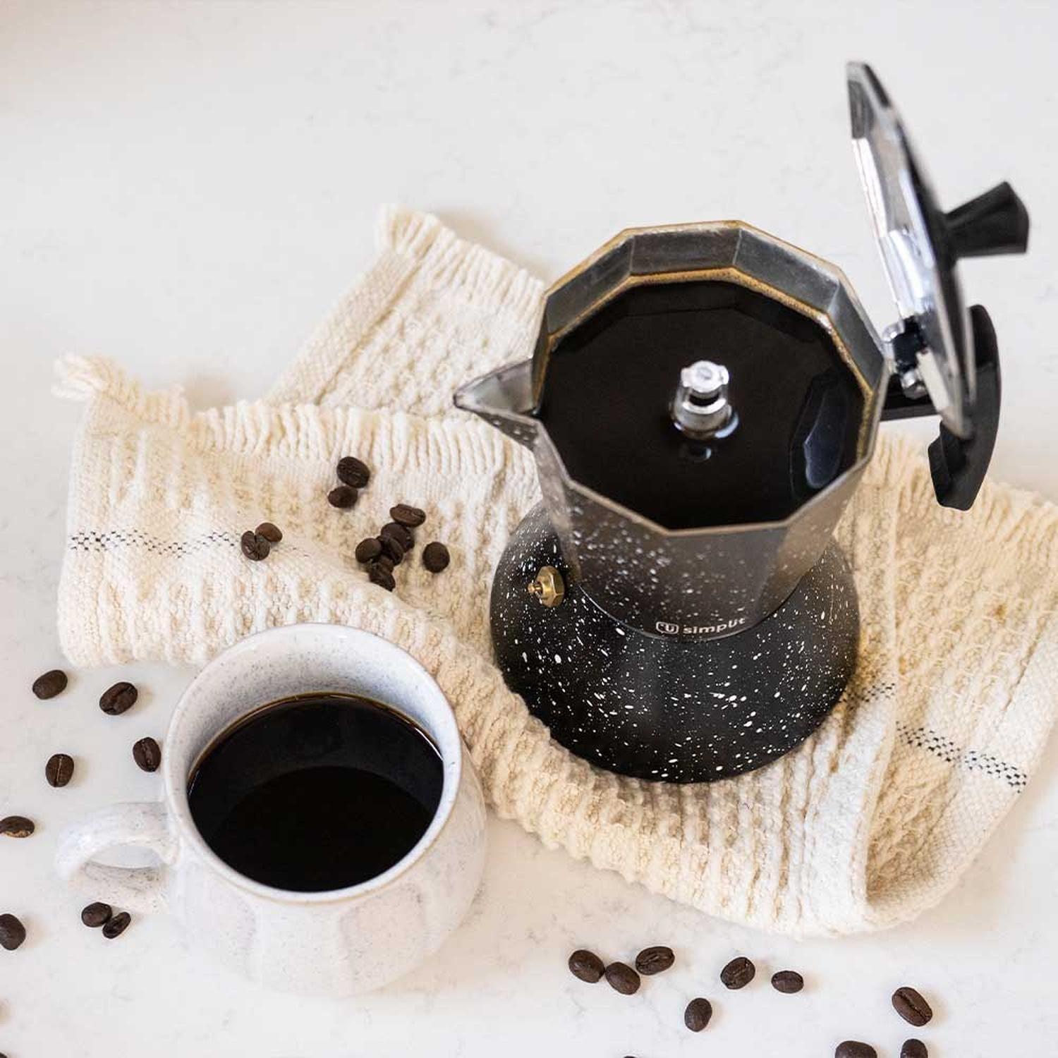 Cafetera Italiana Negra Granito 4 Tazas Simplit-1
