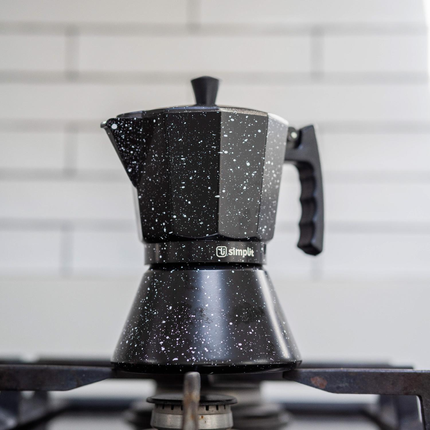 Cafetera Italiana Negra Granito 4 Tazas Simplit-7