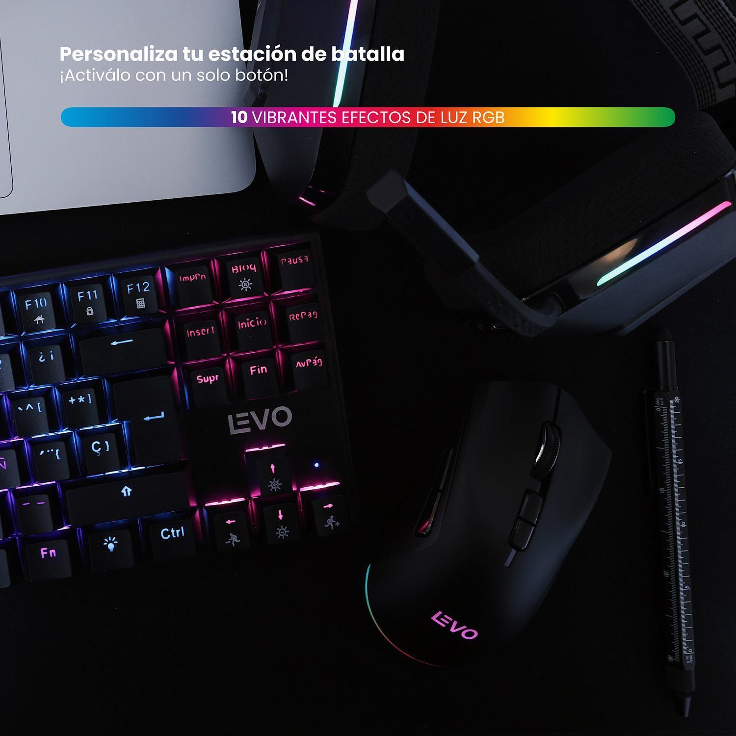 Mouse Gamer Inalambrico RGB NovaStrike Negro LEVO-6