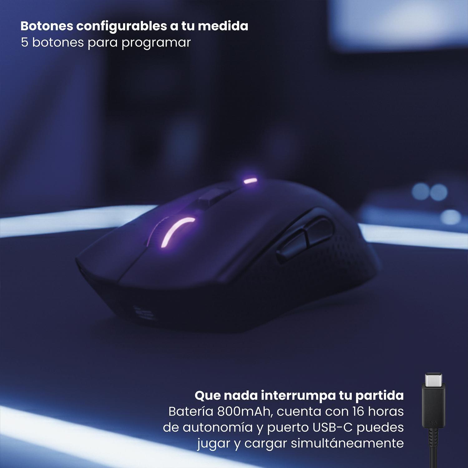 Mouse Gamer Inalambrico RGB NovaStrike Negro LEVO-5