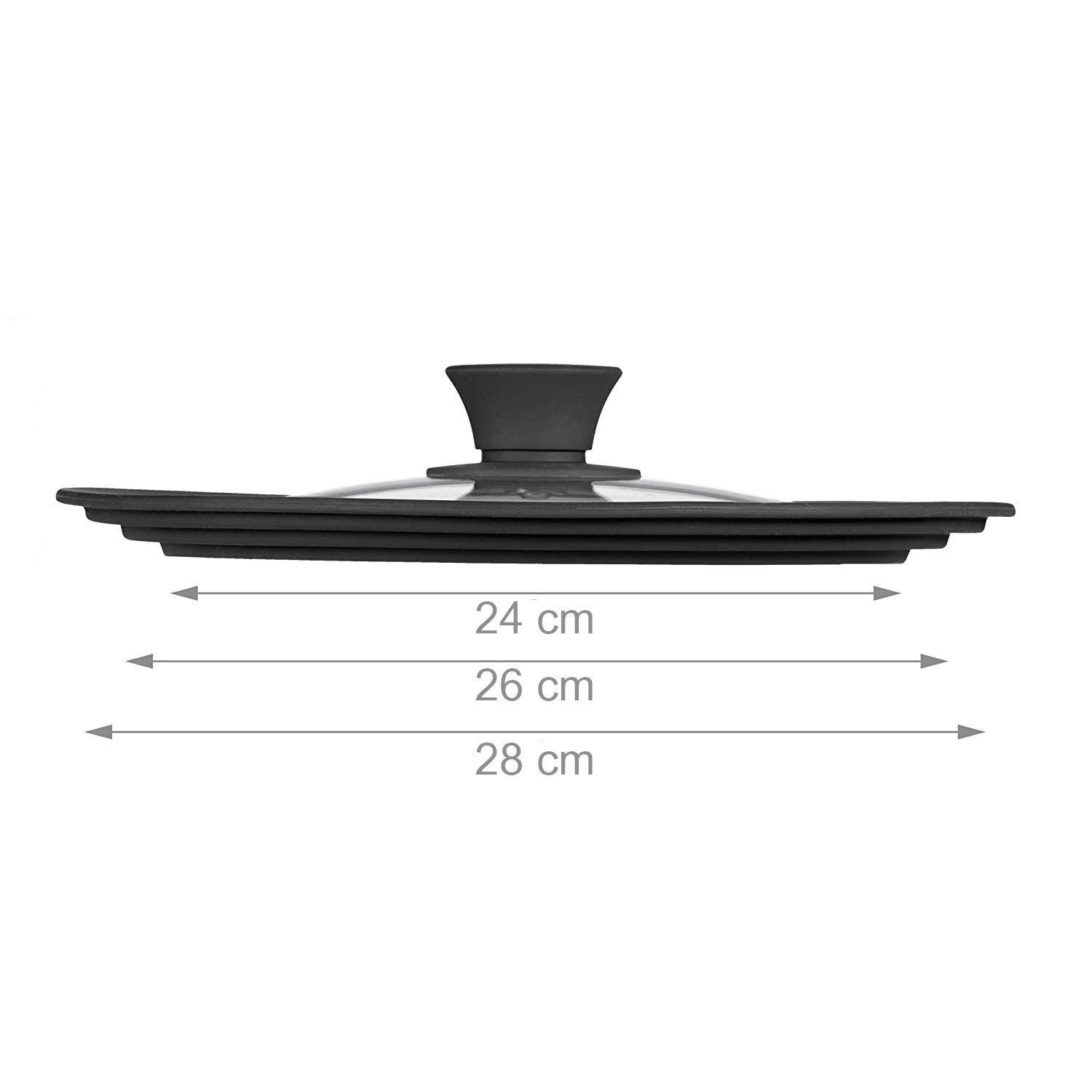Tapa Universal De Vidrio Con Borde De Silicona 24-26-28 Cm-1